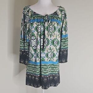 New Directions Multicolor Patterned Blouse Size 1X